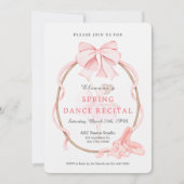 Roze Strik Balletmeisje Dansrecital Kaart (Voorkant)