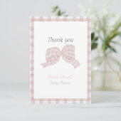 Roze strik bedankje bedankkaart (Staand voorkant)