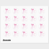 Roze Strik Bedankkaart Ronde Sticker (Vel)