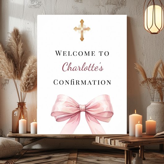 Roze strik bevestiging welkom poster