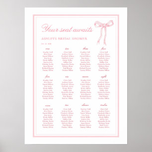 Roze strik binden de knoop 12 tafels Zitplaatskaar Poster