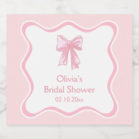 Roze strik binden de knoop Vrijgezellenfeest Champ Sparkling Wijnetiket (Enkel label)