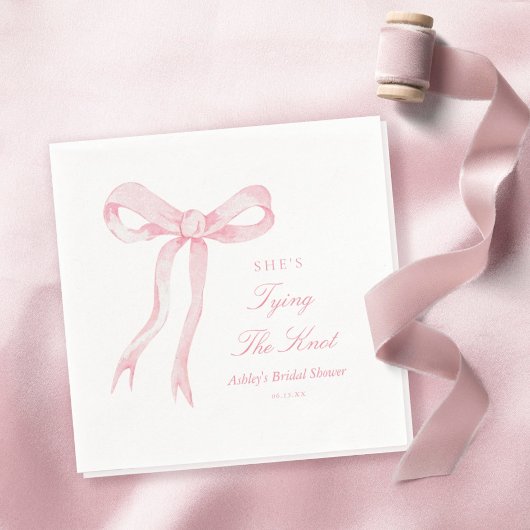 Roze Strik Bindt De Knoop Bruidsfeest Servet