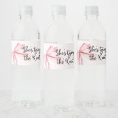 Roze Strik Bindt de Knoop Bruidsfeest Waterfles Etiket (Flessen)