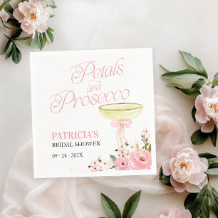 Roze Strik Bloem Blaadjes En Prosecco Bruidsdouche Servet