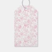 Roze strik bloem chinoiserie 1e verjaardag cadeaub cadeaulabel (Achterkant)