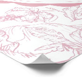 Roze strik bloem chinoiserie bruiloftsshower welko poster (Hoek)