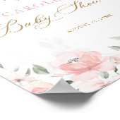 Roze Strik Bloem Goud Groene Baby Shower Welkom Poster (Hoek)