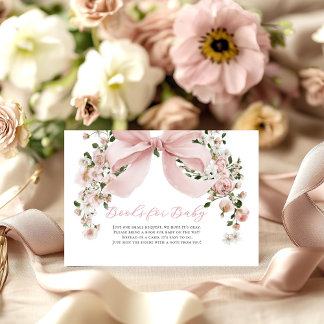 Roze Strik Bloem Meisje Baby Shower Boeken voor Ba Informatiekaartje