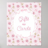 Roze Strik Bloem Roos Vintage Baby Shower Cadeau Poster (Voorkant)