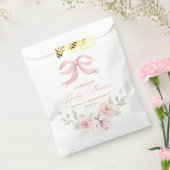 Roze Strik Bloem Roze Goud Groene Baby Shower Bedankzakje (Gezegeld)