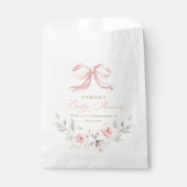 Roze Strik Bloem Roze Goud Groene Baby Shower Bedankzakje (Voorkant)