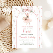 Roze Strik & Bloem Some Bunny is One 1e Verjaardag
