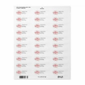 Roze strik bloem terugzendadres etiket (Full Sheet)