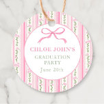 Roze Strik Bloemachtige Afstuderen Bedankjes Labels<br><div class="desc">Roze Strik Bloemachtige Afstudeer Cadeautags</div>