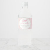 Roze Strik Bloemachtige Afstuderen Waterfles Etiket (Voorkant)