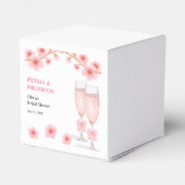 Roze Strik bloemblaadjes en Prosecco Bruidsdouche Bedankdoosjes (Achterkant)