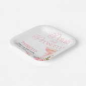 Roze strik bloemblaadjes en prosecco Vrijgezellenf Papieren Bordje (Gebogen)