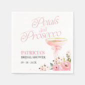 Roze strik bloemblaadjes en prosecco Vrijgezellenf Servet (Voorkant)