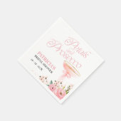 Roze strik bloemblaadjes en prosecco Vrijgezellenf Servet (Hoek)