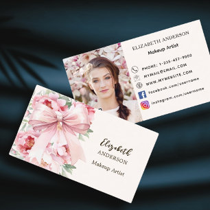 Roze strik bloemen bloem qr code social media foto visitekaartje