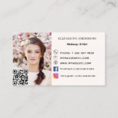 Roze strik bloemen bloem qr code social media foto visitekaartje (Achterkant)