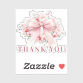 Roze strik bloemen Dank je Sticker (Vel)
