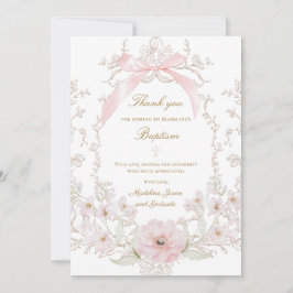 roze strik bloemen frame Dank je kaart