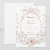 roze strik bloemen frame Dank je kaart (Voorkant / Achterkant)