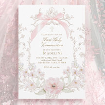 roze strik bloemen frame Eerste Heilige Communie