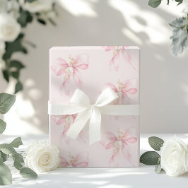 Roze strik Bloemen Kersenbloesem Baby shower Cadeaupapier