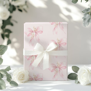 Roze strik Bloemen Kersenbloesem Baby shower Cadeaupapier
