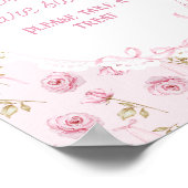Roze strik Bloemen Roos  Baby shower Sweet Bar Poster (Hoek)