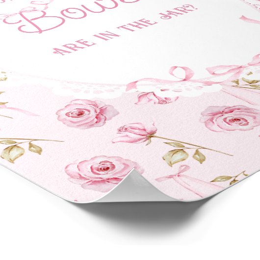 Roze strik Bloemen Rozen Baby shower Hoeveel strik Poster (Hoek)