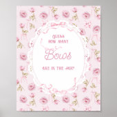 Roze strik Bloemen Rozen Baby shower Hoeveel strik Poster (Voorkant)