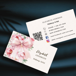 Roze strik bloemen zijn code social media visitekaartje