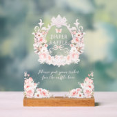 Roze strik bloemenkam baby meisje douche luier acryl bord (Neutraal)