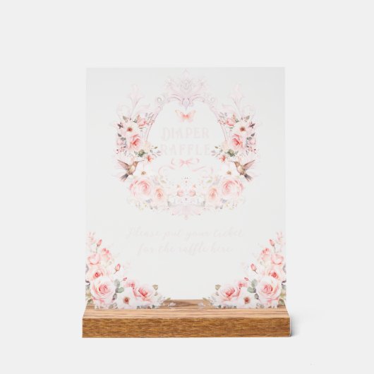 Roze strik bloemenkam baby meisje douche luier acryl bord (Voorkant)