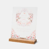 Roze strik bloemenkam baby meisje douche luier acryl bord (Hoek)