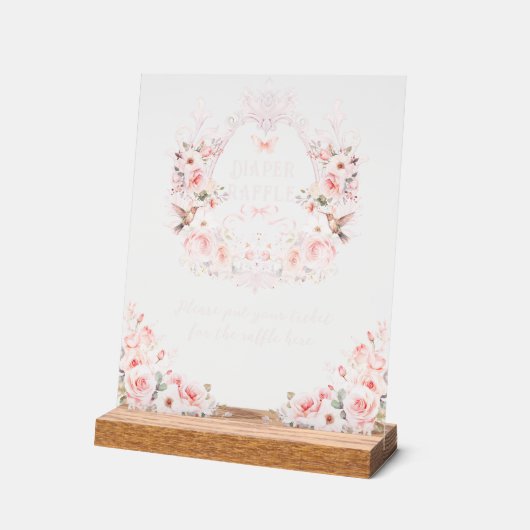 Roze strik bloemenkam baby meisje douche luier acryl bord (Hoek)