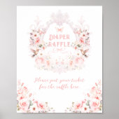 Roze strik bloemenkam baby meisje douche poster (Voorkant)