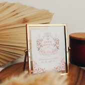 Roze strik bloemenkam baby meisje douche poster