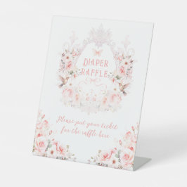 Roze strik bloemenkam baby meisje douche reclamebord met voetstuk