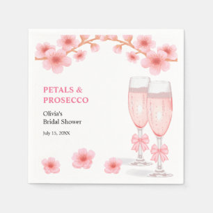 Roze strik bloemenkroon en Prosecco bruidsdouche Servet