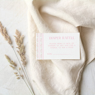 roze strik bloemig Baby shower luier Raffle Informatiekaartje