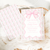  roze strik bloemig elegant Baby shower Kaart