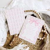  roze strik bloemig elegant Baby shower Kaart