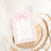  roze strik bloemig elegant Baby shower Kaart