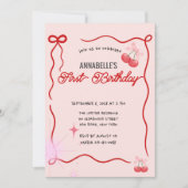  roze strik bloemig elegante verjaardag kaart (Voorkant)