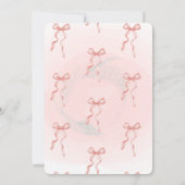 Roze Strik Bloemige Baby Shower Kaart (Achterkant)
